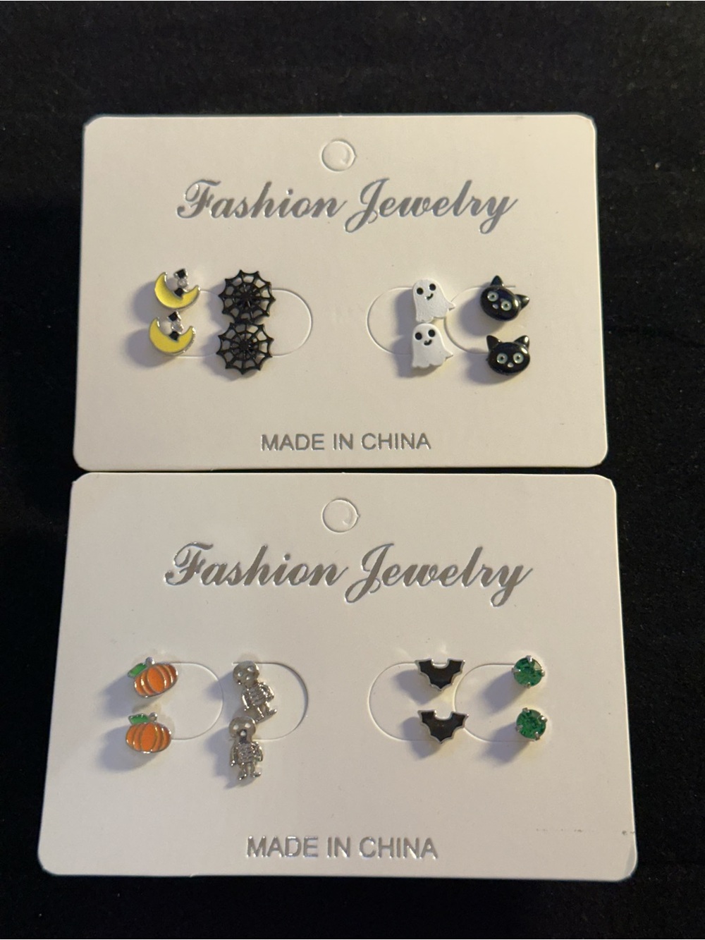 2/$18 Fashion Jewelry Halloween Earring Set - Black, White, Yellow, Orange, Gree